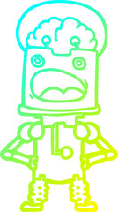 cold gradient line drawing cartoon robot