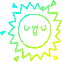 cold gradient line drawing cartoon sun