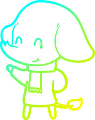 cold gradient line drawing cute cartoon elephant