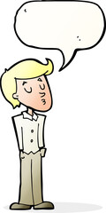 cartoon calm man with speech bubble