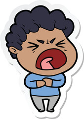 sticker of a cartoon furious man