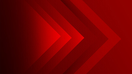 Abstract dark red geometric background with horizontal arrows. Dynamic shape composition. Vector illustration