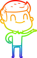 rainbow gradient line drawing cartoon friendly man