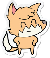 sticker of a cartoon friendly fox