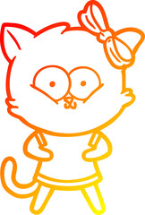 warm gradient line drawing cartoon cat