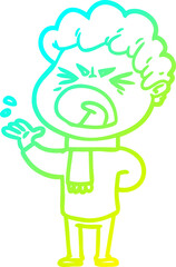 cold gradient line drawing cartoon furious man