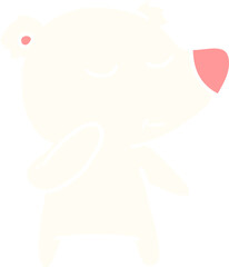 flat color style cartoon polar bear considering