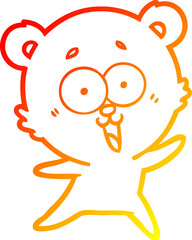 warm gradient line drawing laughing teddy  bear cartoon