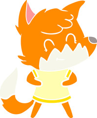 flat color style cartoon friendly fox