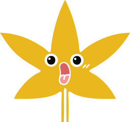 flat color retro cartoon autumnal leaf