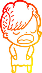 warm gradient line drawing cartoon cool hipster girl talking