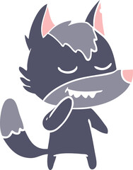 friendly flat color style cartoon wolf
