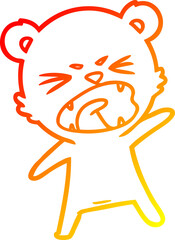 warm gradient line drawing angry cartoon polar bear