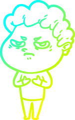 cold gradient line drawing cartoon angry man