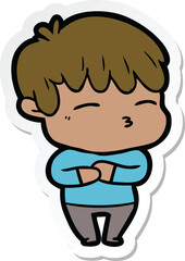 sticker of a cartoon curious boy
