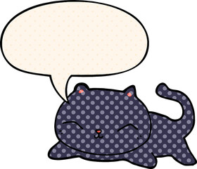 cartoon cat and speech bubble in comic book style
