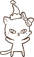 Christmas Cat Charcoal Drawing