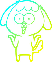 cold gradient line drawing cute cartoon dog