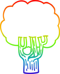 rainbow gradient line drawing cartoon blooming tree