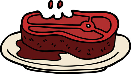 cartoon doodle rare steak