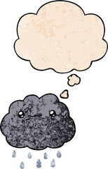 cartoon cloud and thought bubble in grunge texture pattern style