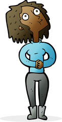 cartoon woman looking upwards