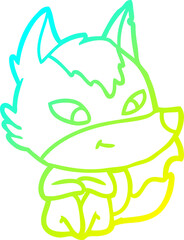 cold gradient line drawing friendly cartoon wolf