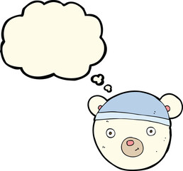 cartoon polar bear face with thought bubble