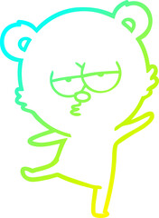 cold gradient line drawing bored bear cartoon