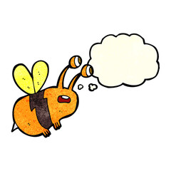 cartoon frightened bee with thought bubble