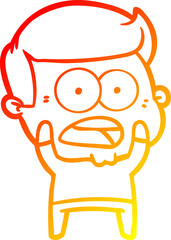 warm gradient line drawing cartoon shocked man