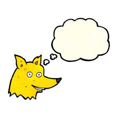 cartoon fox head with thought bubble