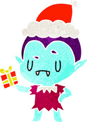 christmas retro cartoon of kawaii vampire
