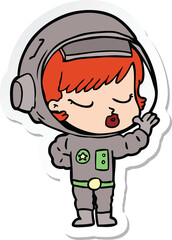 sticker of a cartoon pretty astronaut girl