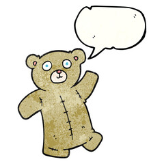 speech bubble textured cartoon teddy bear