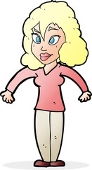 cartoon woman shrugging shoulders