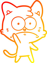 warm gradient line drawing cartoon nervous cat