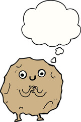 cartoon rock character and thought bubble