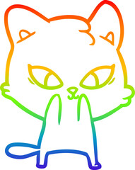 Obraz premium rainbow gradient line drawing cute cartoon cat