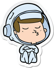 Obraz premium sticker of a cartoon confident astronaut