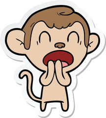 sticker of a yawning cartoon monkey