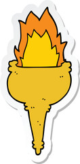 sticker of a cartoon flaming torch