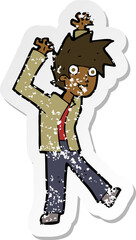 retro distressed sticker of a cartoon excited boy