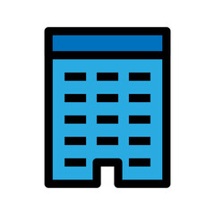 Office building icon line isolated on white background. Black flat thin icon on modern outline style. Linear symbol and editable stroke. Simple and pixel perfect stroke vector illustration