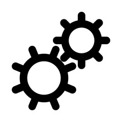 Gears icon line isolated on white background. Black flat thin icon on modern outline style. Linear symbol and editable stroke. Simple and pixel perfect stroke vector illustration
