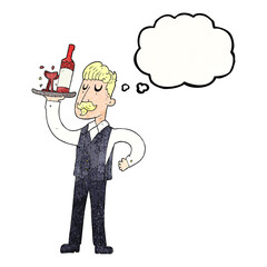 thought bubble textured cartoon waiter