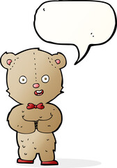 cartoon teddy bear with speech bubble
