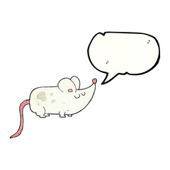 cute speech bubble textured cartoon mouse