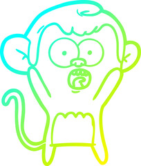 cold gradient line drawing cartoon shocked monkey