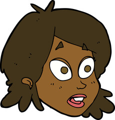 cartoon female face with surprised expression